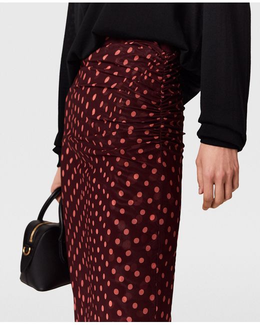 Stella McCartney Red Polka Dot Mesh Long Skirt