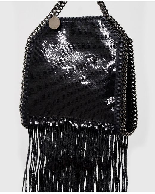 Stella McCartney Black Limited-edition Falabella Sequin Fringe Tiny Tote Bag