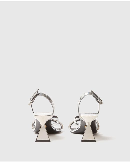 Stella McCartney White Elsa Metallic Heeled Sandals