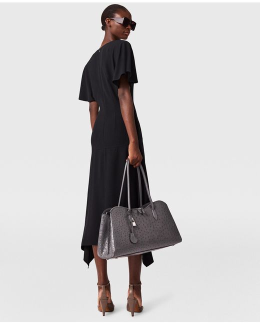 Stella McCartney Black V-Neck Short-Sleeve Satin Midi Dress