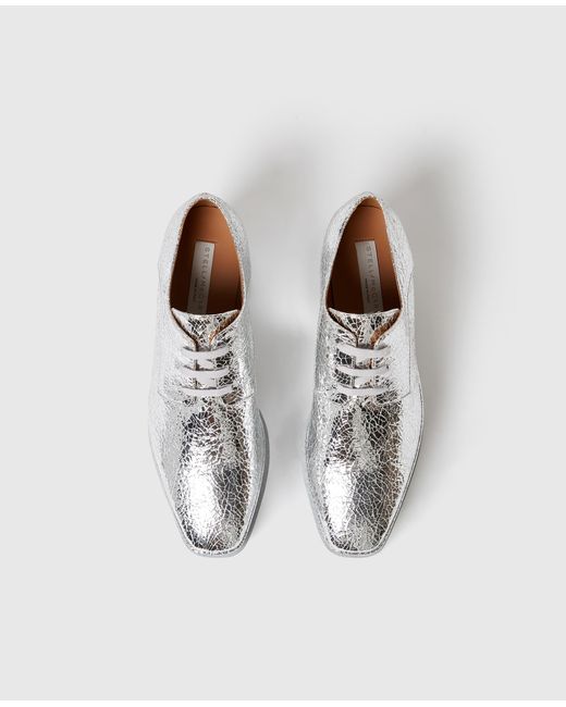 Stella McCartney White Elyse Metallic Crackled Platform Shoes