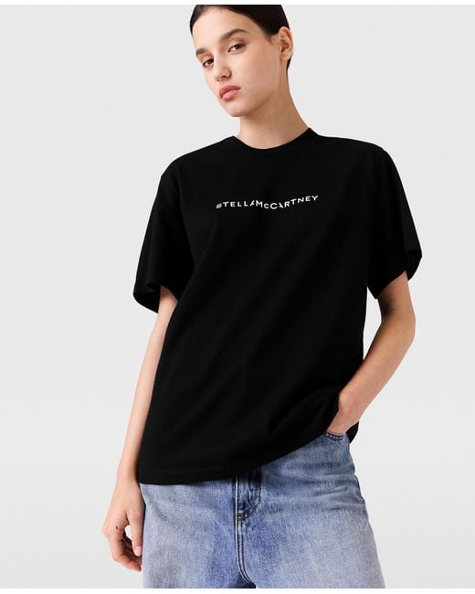 Stella McCartney Black Logo Oversized Cotton T-Shirt