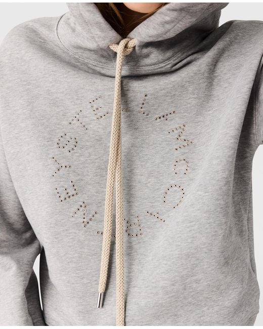 Stella McCartney Gray Logo-Embroidered Cropped Hoodie