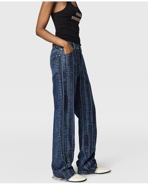 Stella McCartney Blue Waistband Panelled Straight Jeans