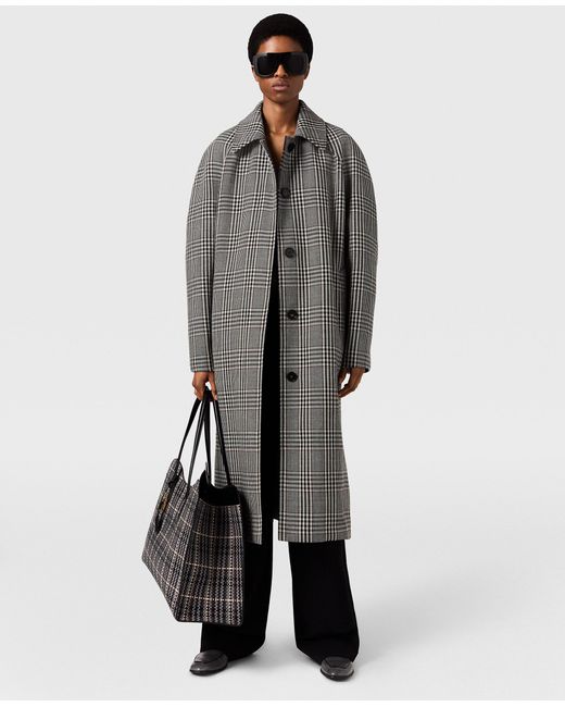 Stella McCartney Gray Checked Belted Wool Coat
