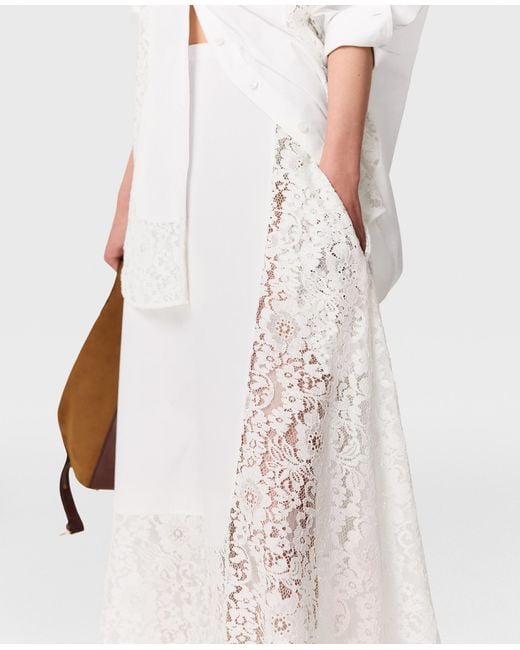 Stella McCartney White Lace Panel Midi Skirt