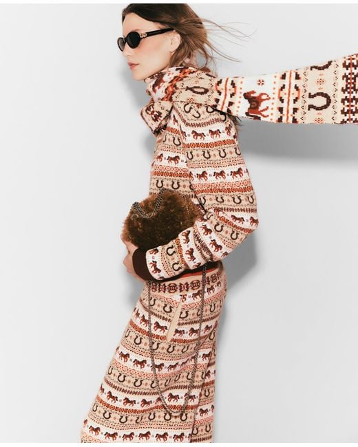 Stella McCartney White Fair Isle Wool Scarf