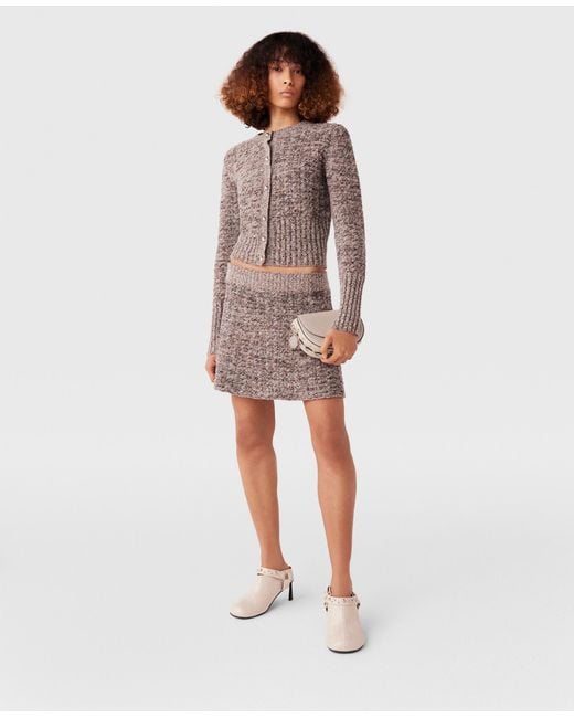 Stella McCartney Natural Ribbed Chunky Knit Mini Skirt