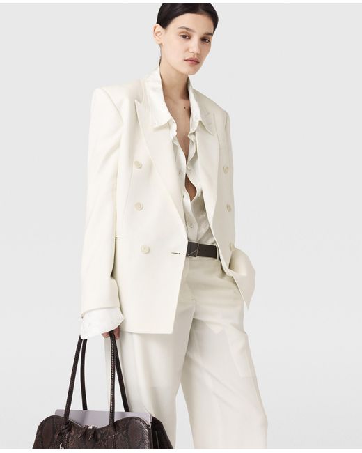 Stella McCartney White Double-breasted Tuxedo Blazer