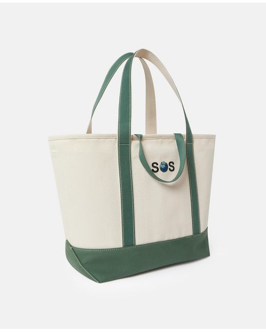 Stella McCartney Green Sos Embroidered Large Tote Bag
