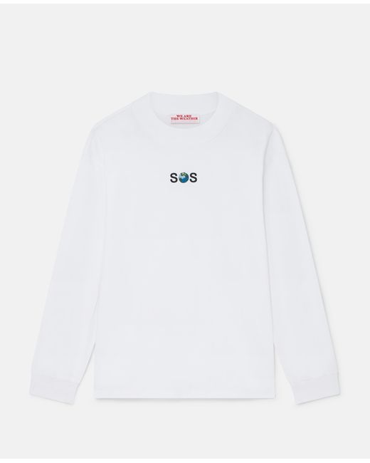 Stella McCartney White Sos Embroidered Long-sleeve T-shirt