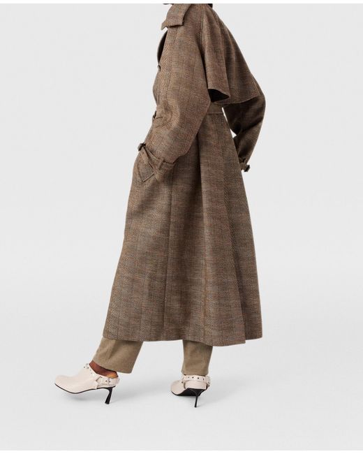 Stella McCartney Natural Belted Check Trench Coat