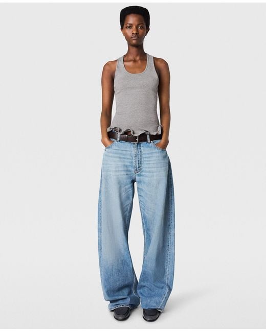 Stella McCartney Gray Frilled Hem Ribbed Tank Top