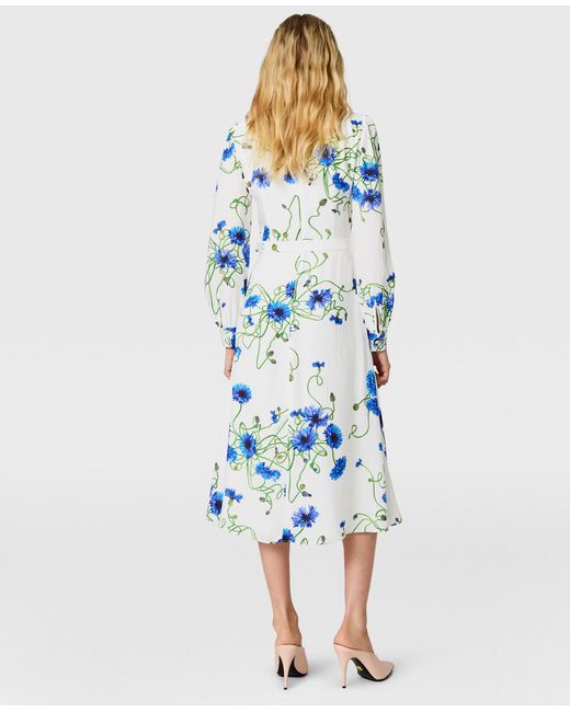 Stella McCartney Blue Floral Print High Neck Dress