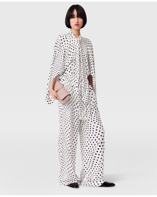 Stella McCartney White Polka Dot Satin Wide-leg Pants