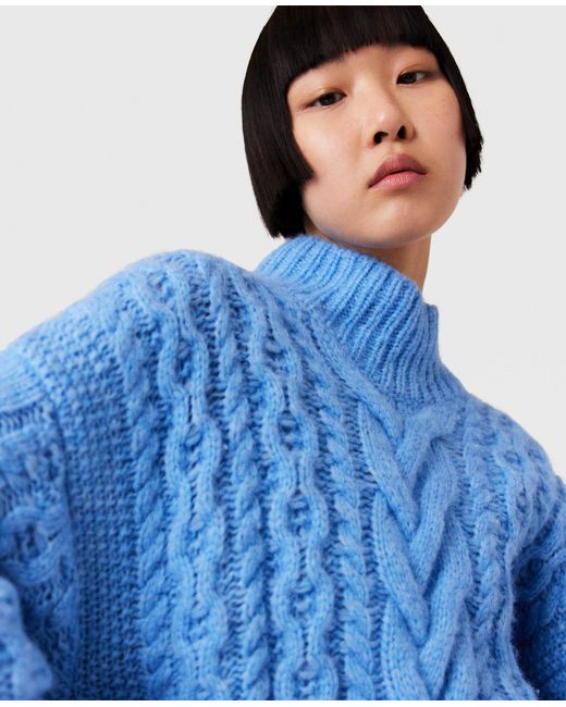 Stella McCartney Blue Two-tone Cable Knit Oversized Jumper