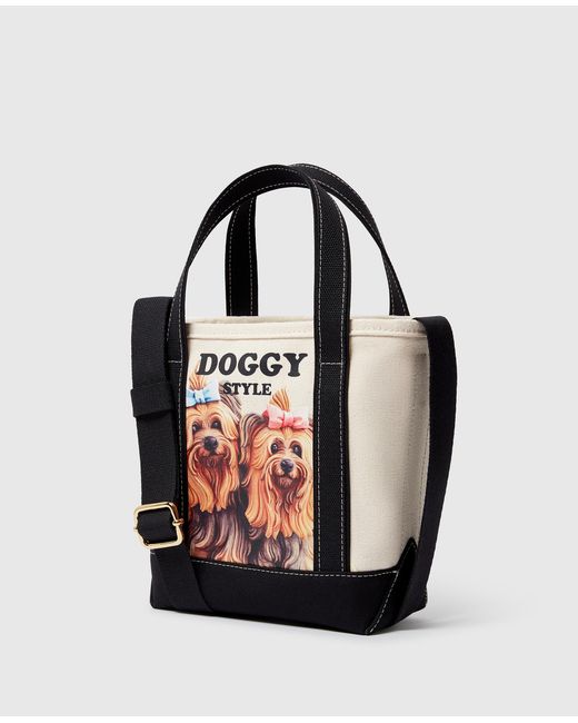Stella McCartney Black Jeff Koons Doggy Style Crossbody Tote Bag