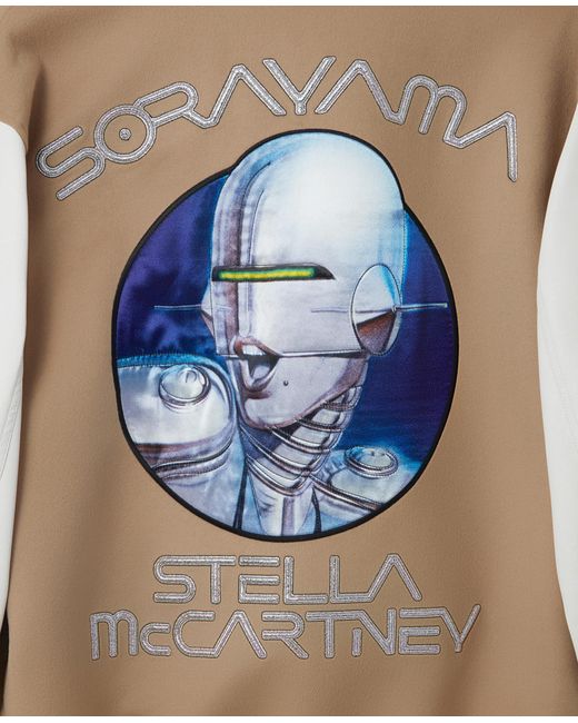 Stella McCartney Natural Vitruvian Woman Graphic Wool Varsity Jacket