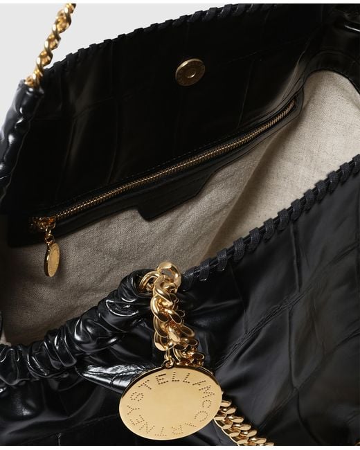 Stella McCartney Black Falabella Crocodile-embossed Drawstring Tote Bag