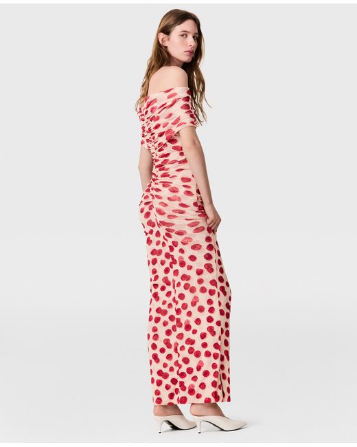 Stella McCartney White Raspberry Print Mesh Maxi Dress