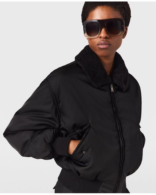 Stella McCartney Black Collared Bomber Jacket
