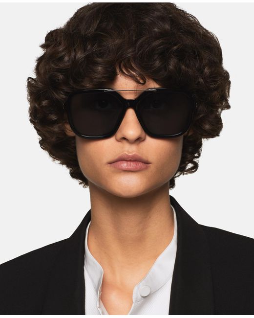 Stella McCartney Black Oversized Square Metal Bar Sunglasses