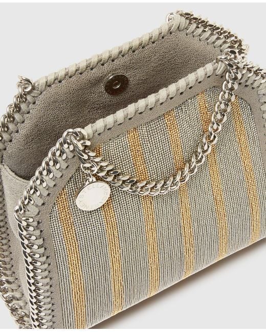 Stella McCartney Gray Limited-edition Falabella Metallic Chain-embroidered Tiny Tote Bag