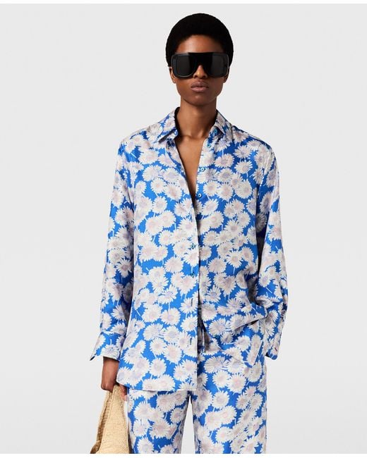 Stella McCartney Blue Daisy Print Oversized Shirt