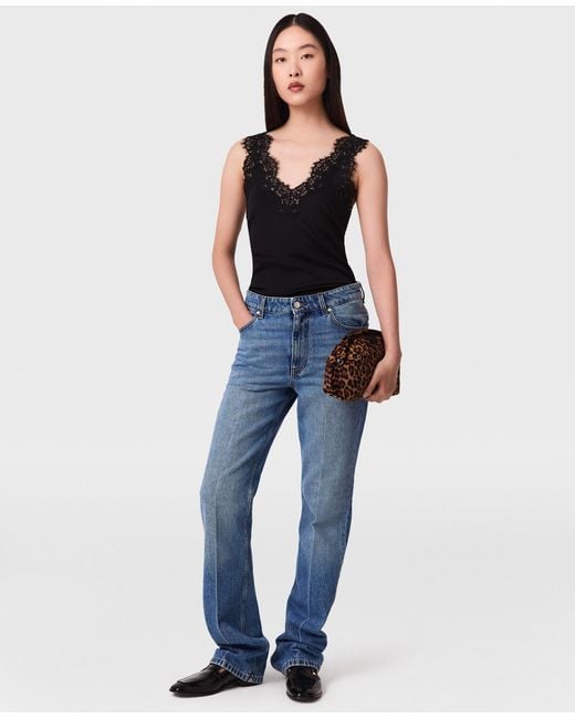 Stella McCartney Black Lace-trimmed Satin Top