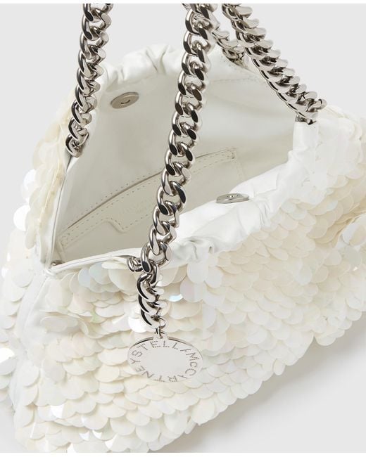 Stella McCartney Natural Falabella Mini Sequin-Embellished Drawstring Bag