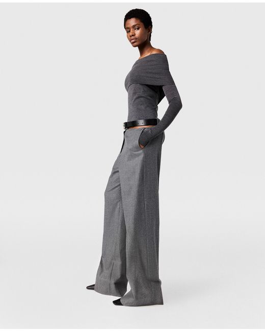 【関税&送料込】Stella Mccartney Straight Leg Trousers In Pl Stella McCartney Belted Flannel Straight-leg Trousers in