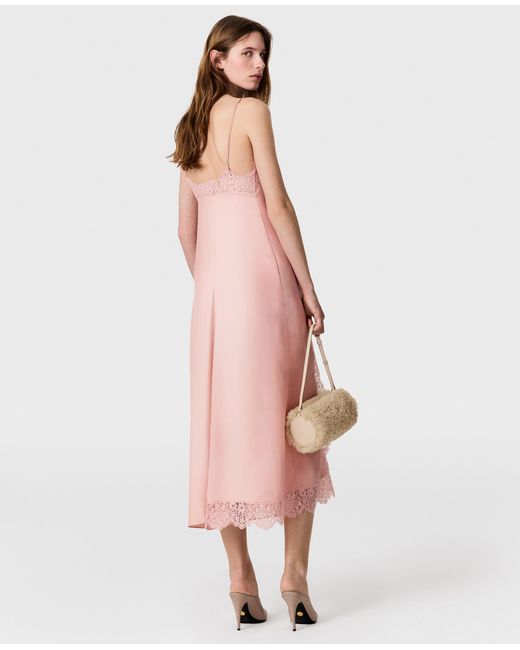 Stella McCartney Pink Lace-Trimmed Midi Dress