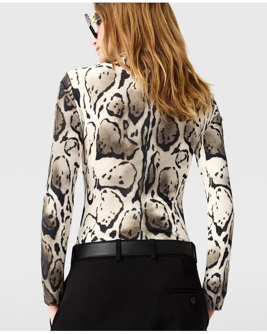 Stella McCartney White Cloud Leopard High-Neck Bodysuit