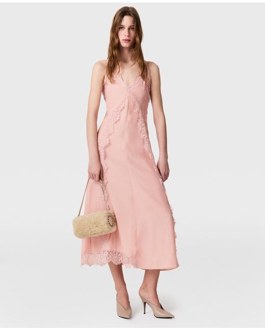 Stella McCartney Pink Lace-Trimmed Midi Dress
