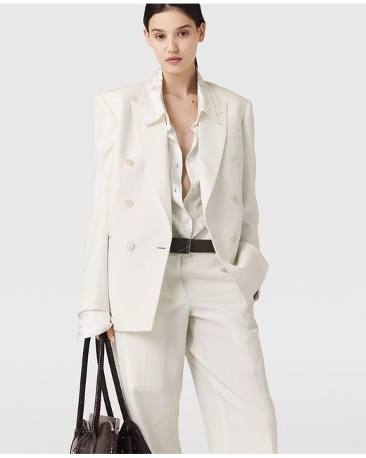 Stella McCartney White Double-breasted Tuxedo Blazer