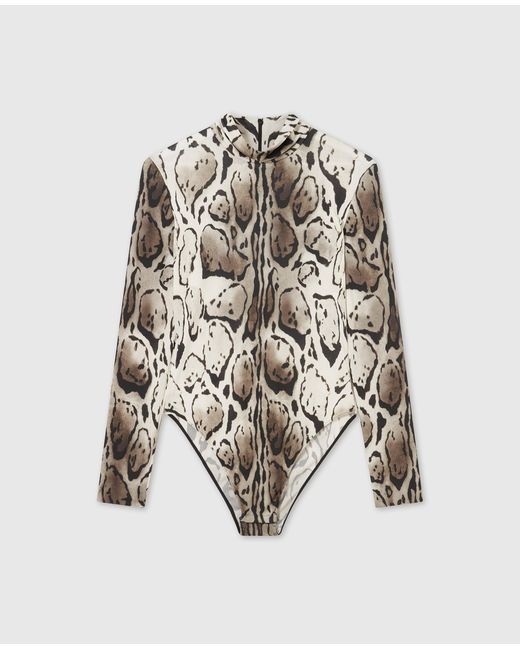 Stella McCartney White Cloud Leopard High-Neck Bodysuit