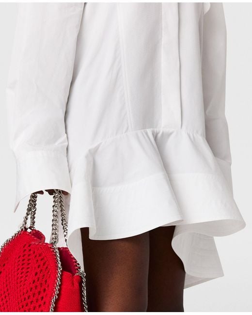 Stella McCartney White Poplin Peplum Piqué Shirt Dress