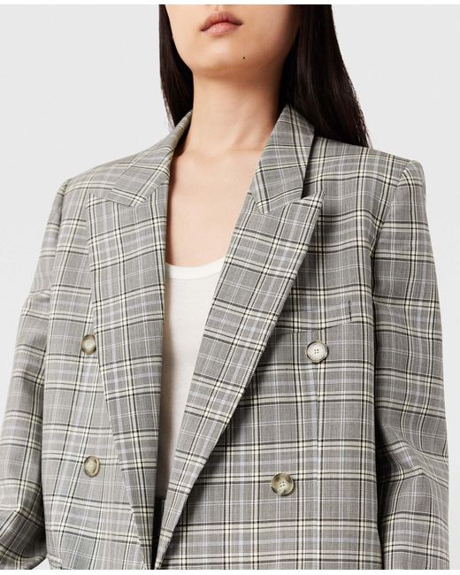Stella McCartney White Double Breasted Wool Blazer, , And Check