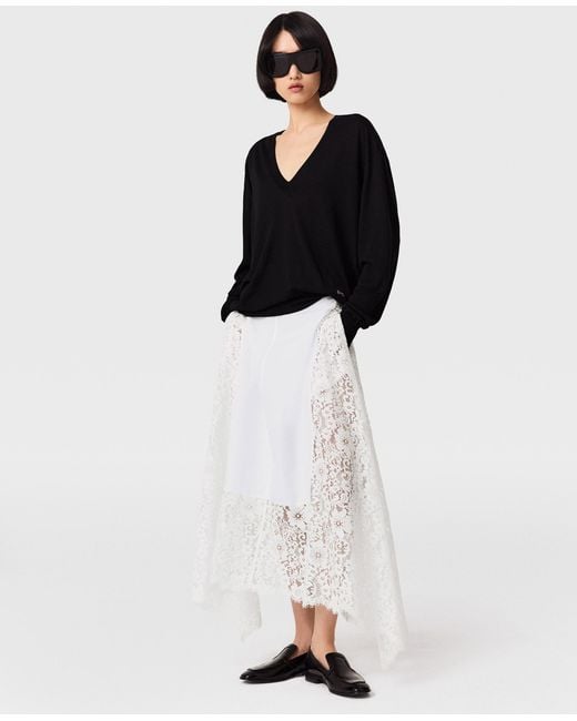 Stella McCartney White Lace Panel Midi Skirt
