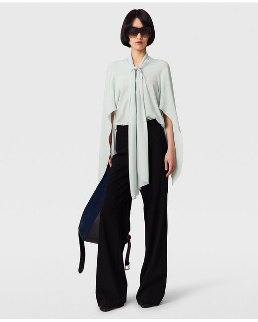 Stella McCartney Blue Tie-neck Silk Shirt