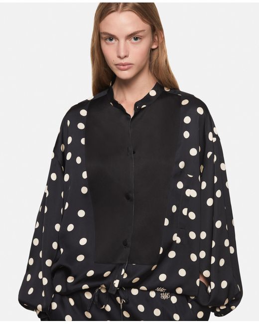 Stella McCartney Black Oversized Polka Dot Tuxedo Shirt