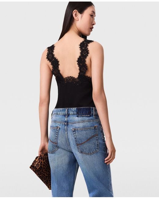 Stella McCartney Black Lace-trimmed Satin Top