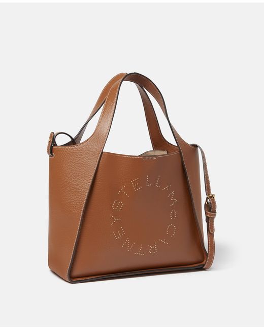 Stella McCartney Brown Logo Top Handle Crossbody Tote Bag