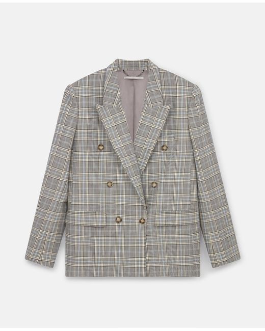 Stella McCartney White Double Breasted Wool Blazer, , And Check