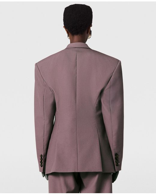 Stella McCartney Purple Canvas Double-Breasted Waisted Jacket