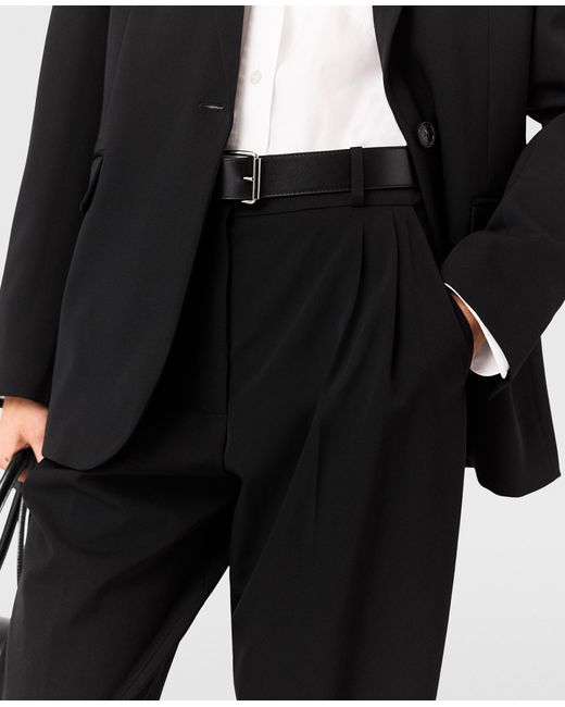 Stella McCartney Black Pleated High-Rise Wool Pants