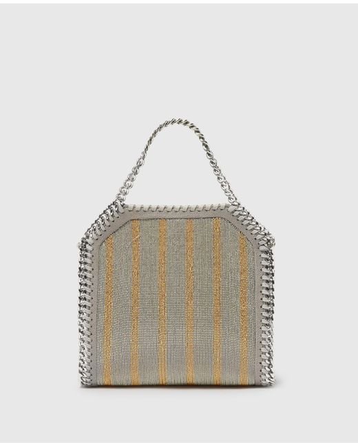 Stella McCartney Gray Limited-edition Falabella Metallic Chain-embroidered Tiny Tote Bag