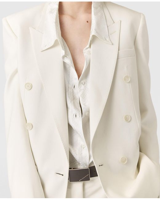 Stella McCartney White Double-breasted Tuxedo Blazer