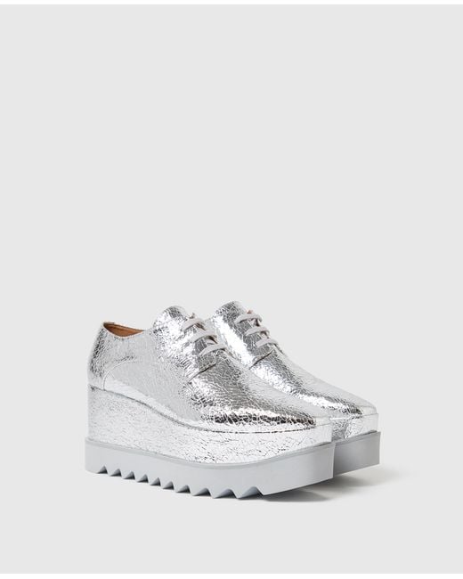 Stella McCartney White Elyse Metallic Crackled Platform Shoes