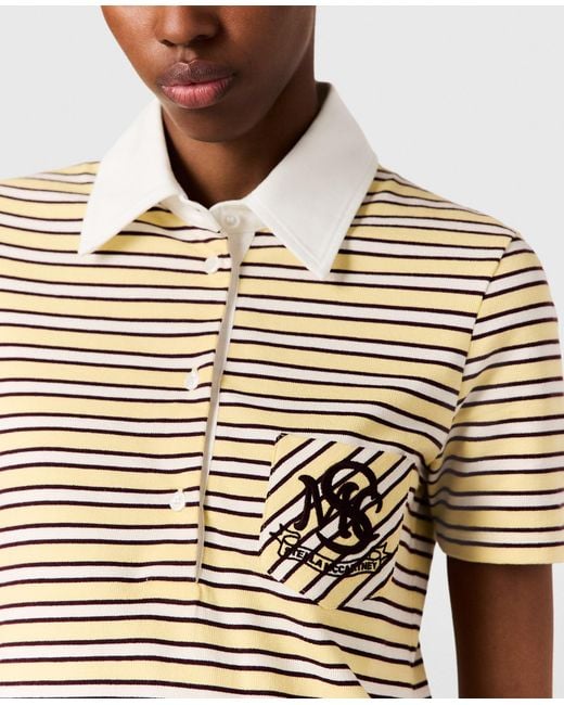 Stella McCartney Natural Stripe Crest-Embroidered Polo Dress